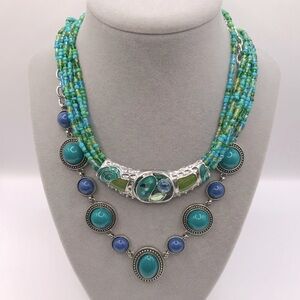 2 Multicolor Beaded Statement Necklaces